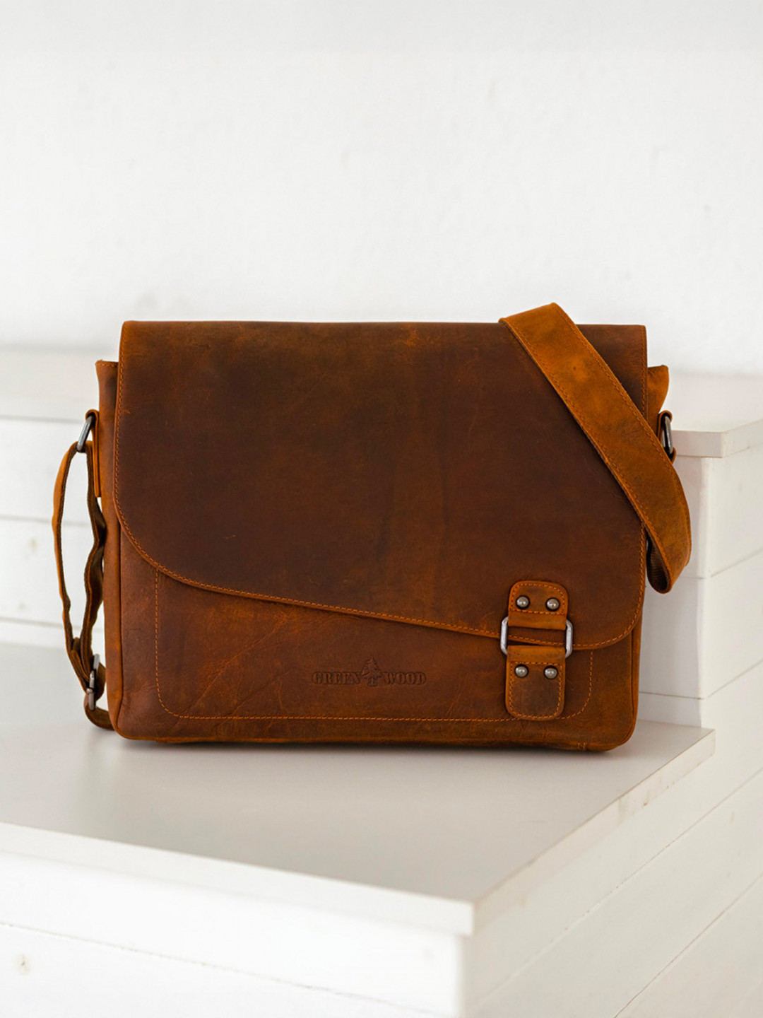 Pánská kožená taška přes rameno Greenwood Henryj – světle hnědá